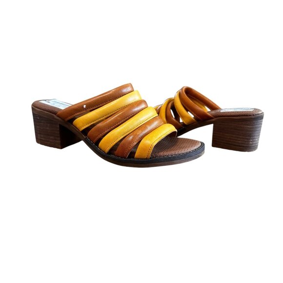 Sundance Casta Suns Yellow Multiple Straps Sandals Women 10.5 Block Heel Spain - Picture 11 of 11